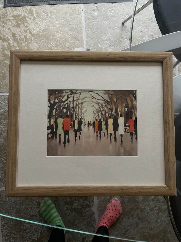 Framed Lorraine Christie print – Springtime Walk on Poets Walk.