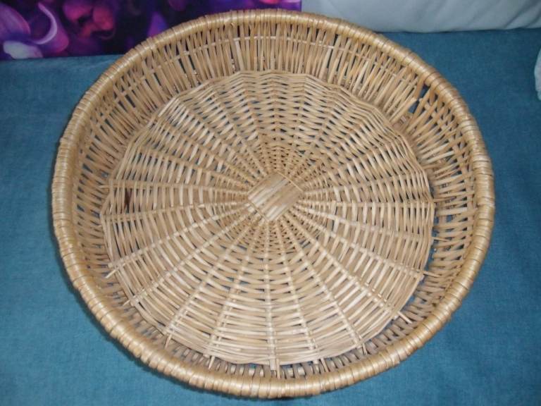 Woven Rattan Basket Tray – Good Condition