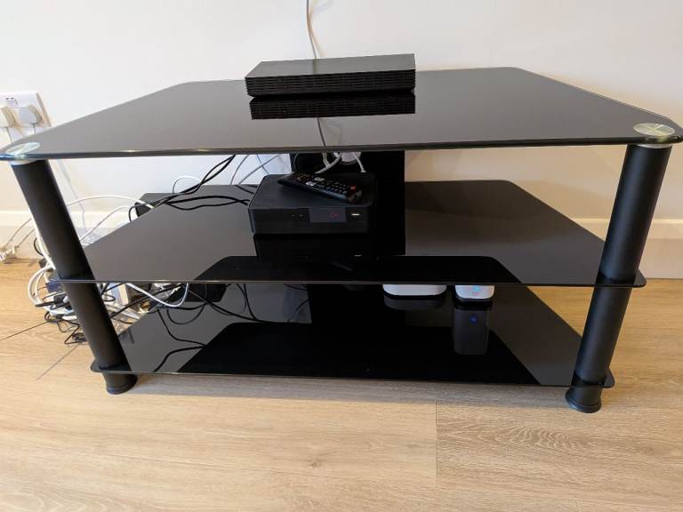 Black glass TV stand 