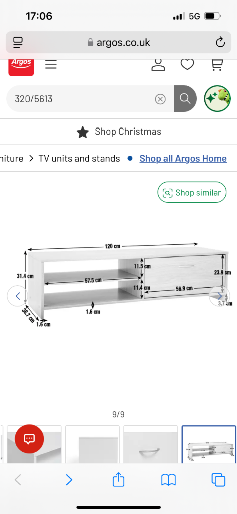 Argos Home Squares 1 Drawer TV Unit - White RRP: £65