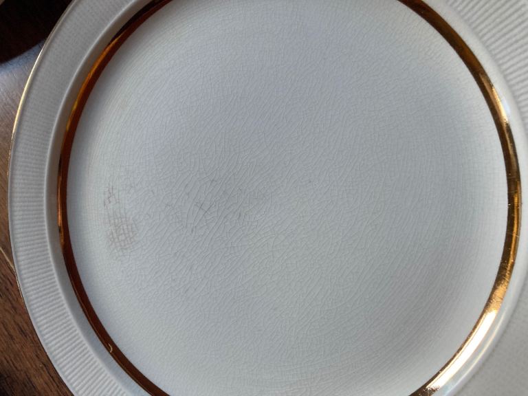 Set of 10 vintage white & gold dinner plates