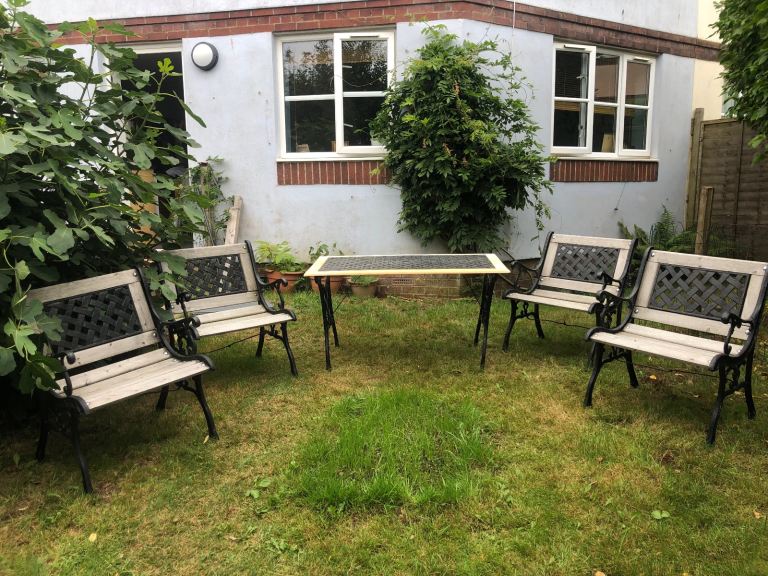 Vintage Cast Iron Table and Chairs Garden Furniture 