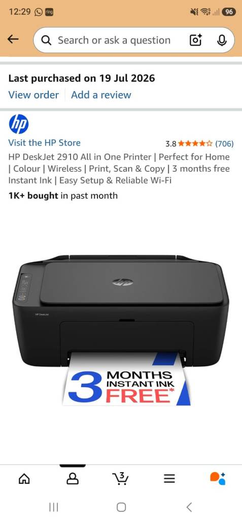 HP DeskJet 2910 All-in-One Printer – Black, New