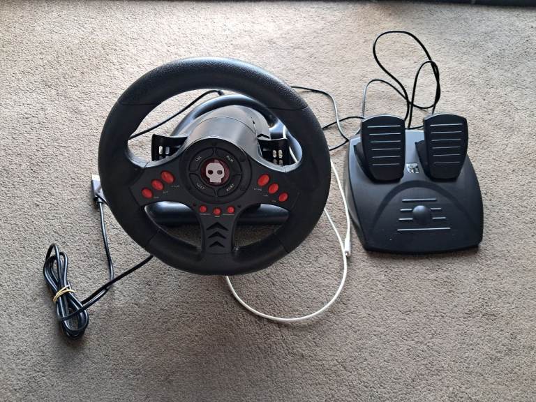 2x gaming race steering wheel & pedals