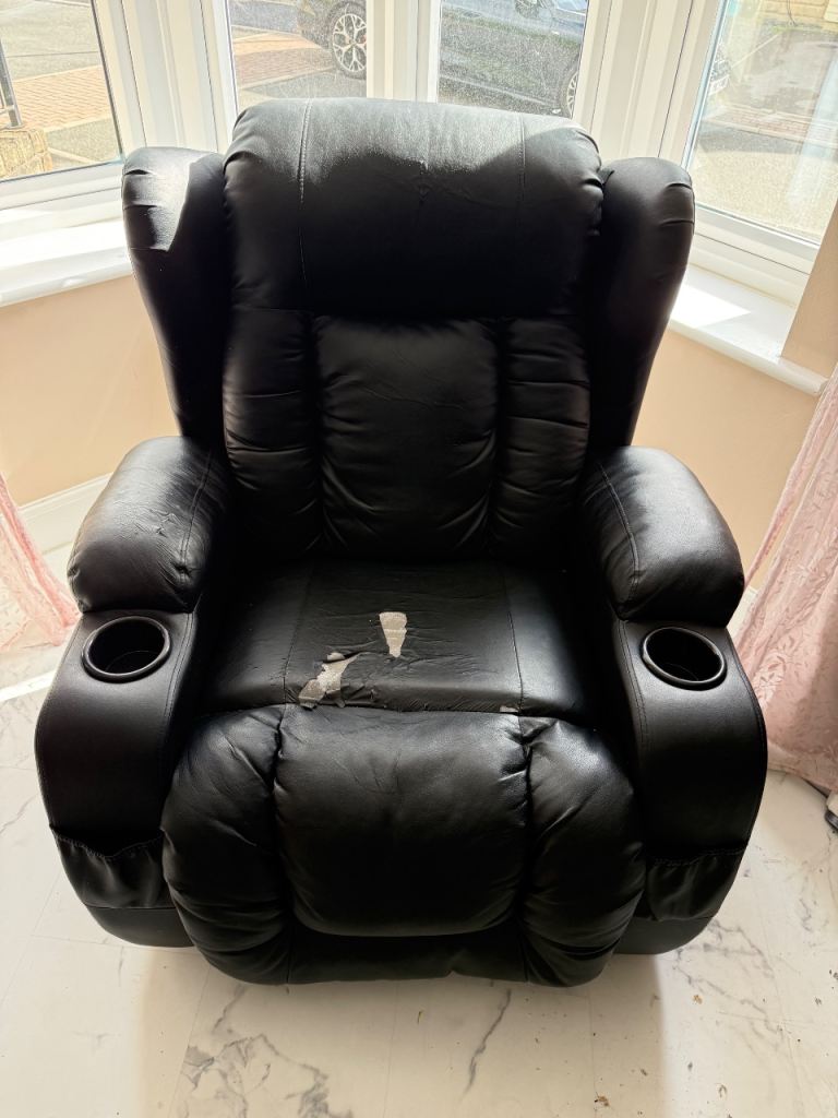 Rocking Recliner chair with massage and heat options and cup holders