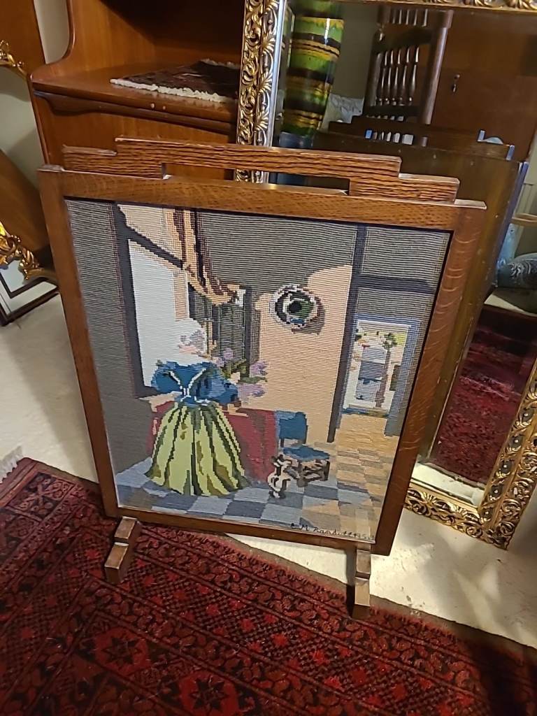 Vintage Fire screen with tapestry 