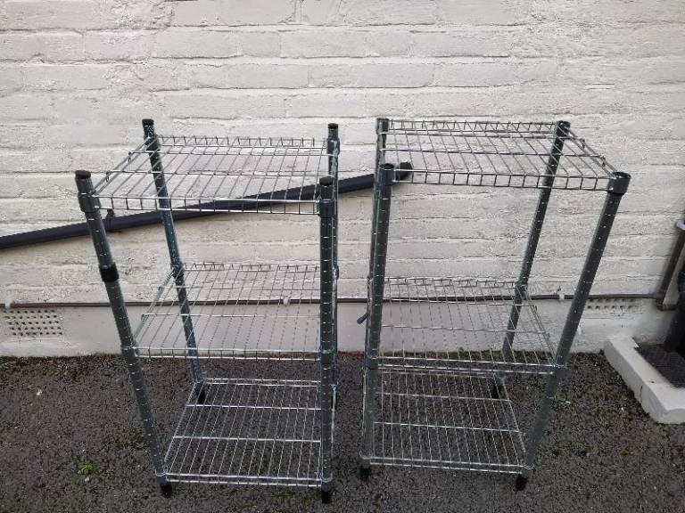 TWO CHROME WIRE SHELVING/STORAGE UNITS