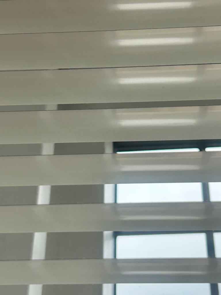 Milky white Venetian blind