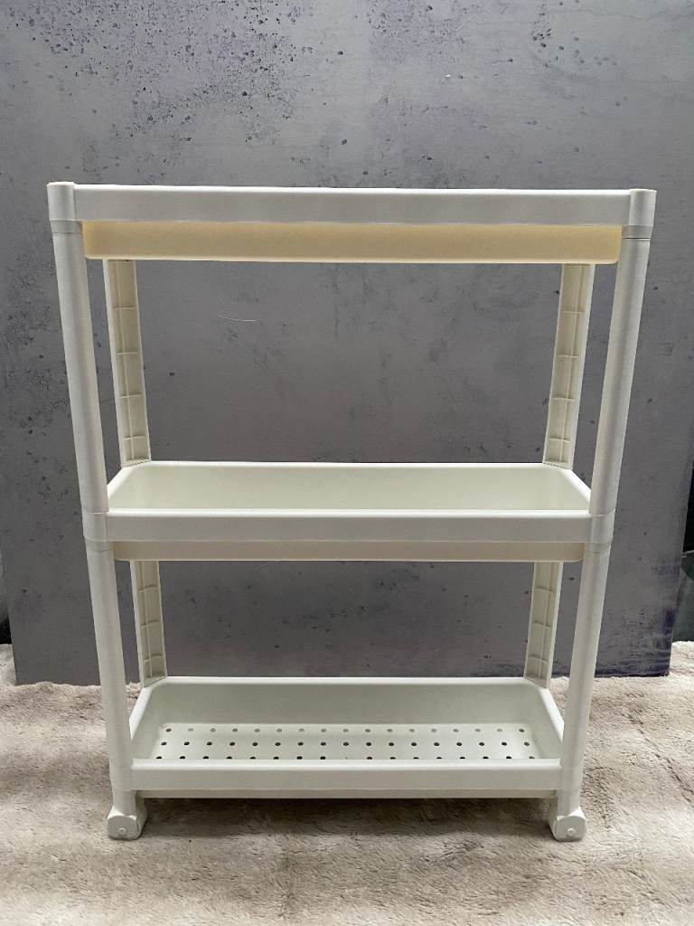 Ikea Vesken White Solid Plastic Storage Tower Trolley Kitchen Bathroom bath caddy