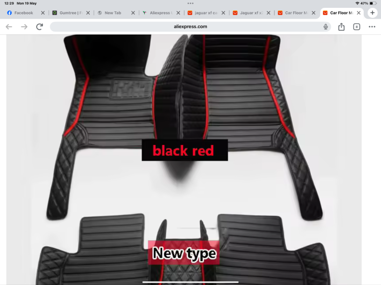 R.H.D JAGUAR XF X260 CAR MATS BLACK RED STRIP