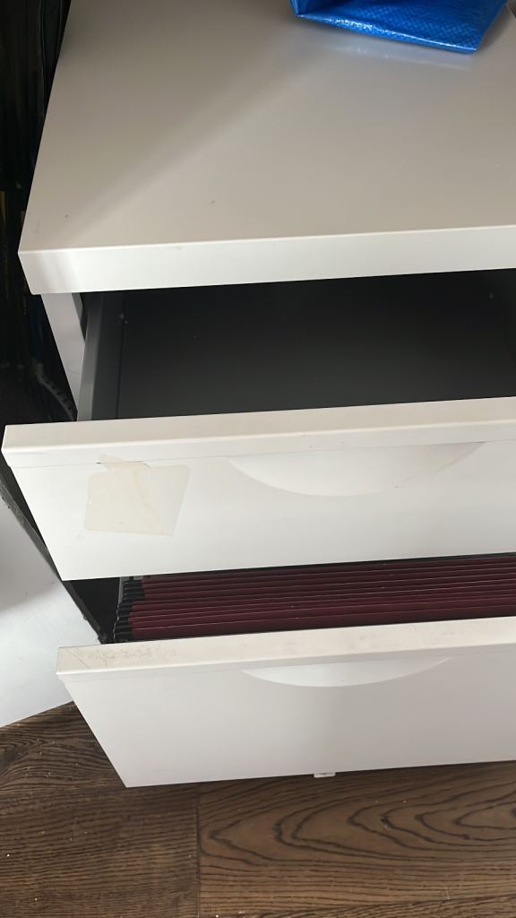 Small metal IKEA filing cabinet