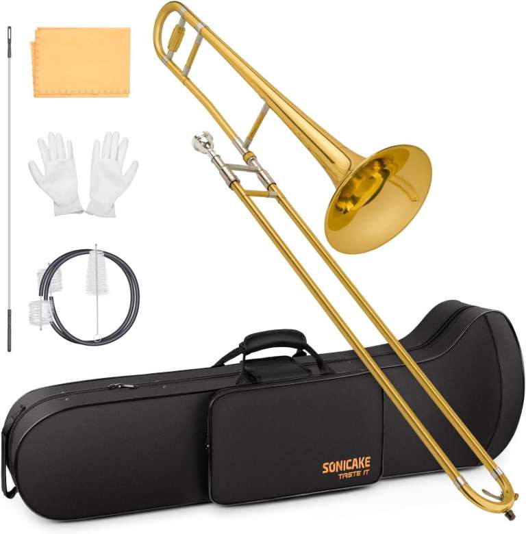 Trombone - Bb Alto Tenor Slide Gold Lacquer Brass Trombone Kit (NEW & BOXED!!!)