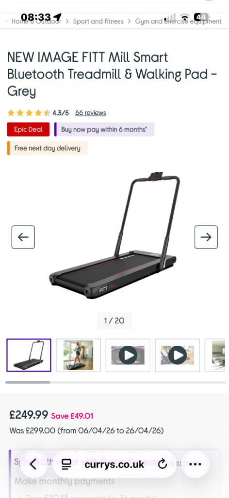 NEW IMAGE FITT Mill Smart Bluetooth Treadmill & Walking Pad - Grey