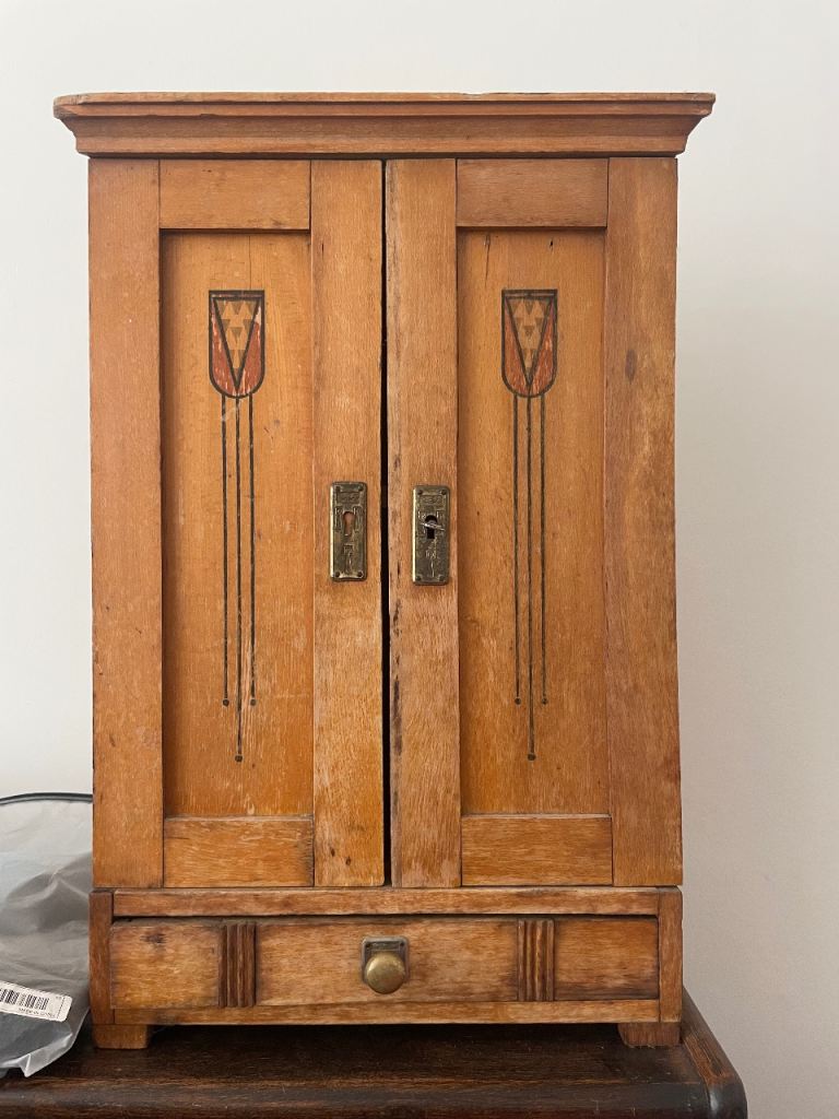 Charming Vintage Wooden Wall Cabinet with Small Drawer