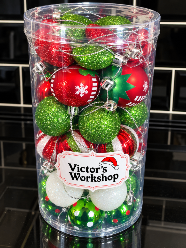 Victor's Workshop Christmas Baubles - 35 Count, Red, Green & White