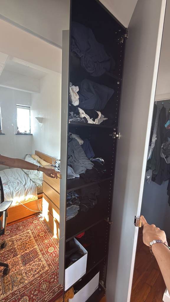 Tall mirrored Pax single wardrobe 