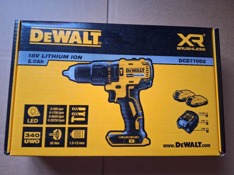 DeWalt XR DCD778P2T-SFGB, 18V, Brushless Cordless Combi Drill, 2x 5Ah batteries