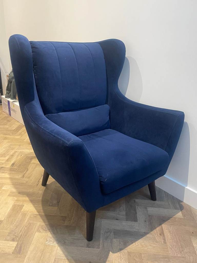 Large Velvet Armchair with footstool 