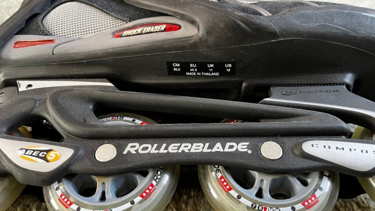 Black Rollerblades UK size 10, with wrist guards 