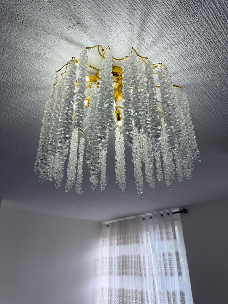 Gold & Clear Glass Sputnik Ceiling Light Chandelier – Almost New
