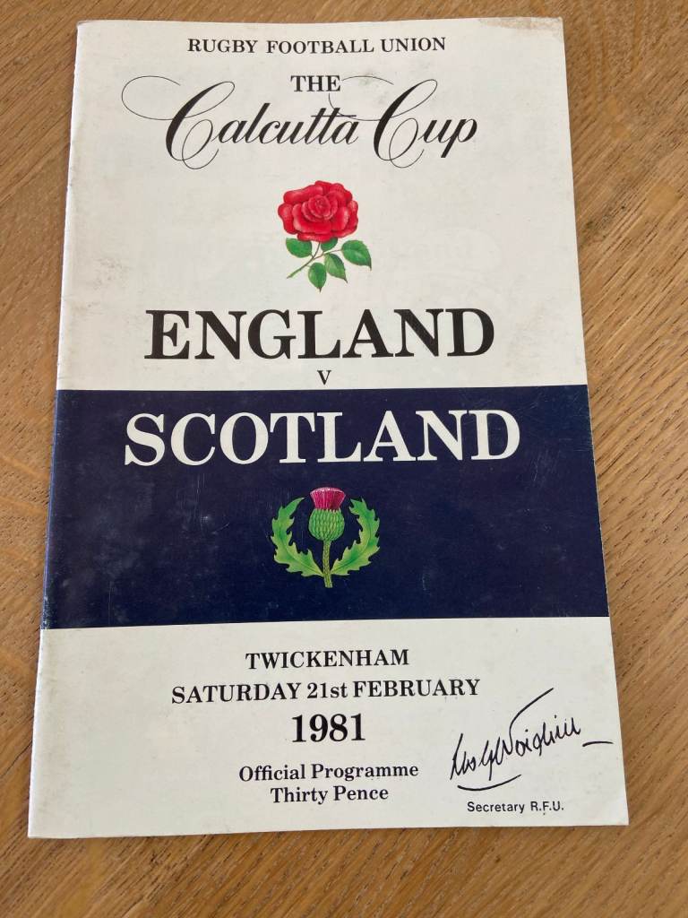 Rugby Programme Signed Autographed England v Scotland 1981