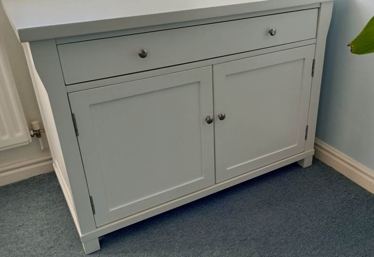 White painted solid wood computer desk 