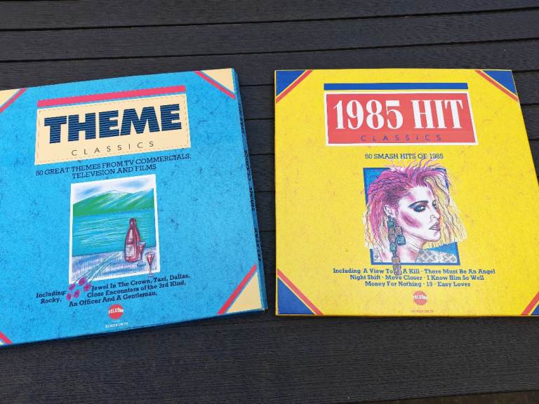 Two Vintage Vinyl LP Record Sets - Theme Classics & 1985 Hit