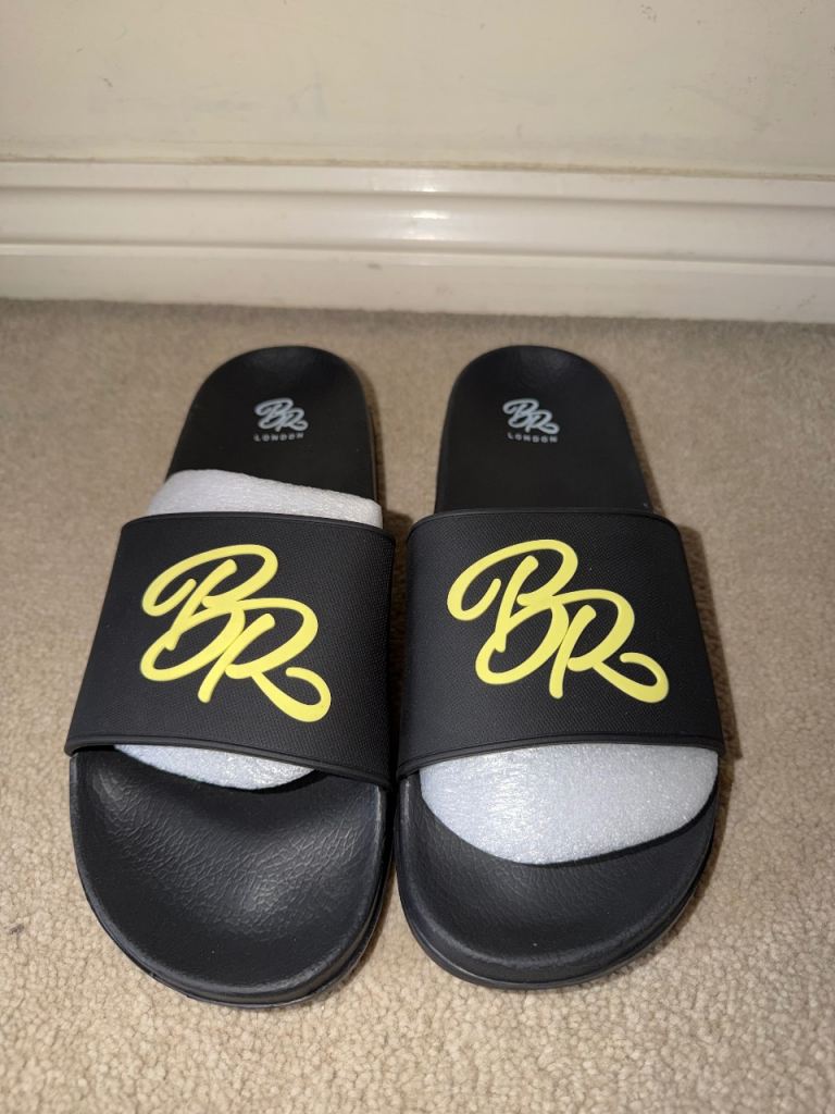 New BR London Black & Yellow Sliders - Unused