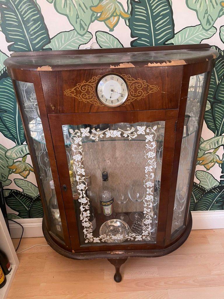 Midcentury glass display / drinks cabinet