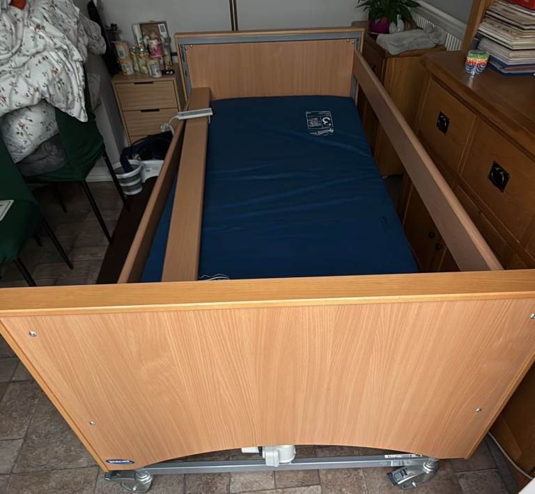 Hospital bed and mattress