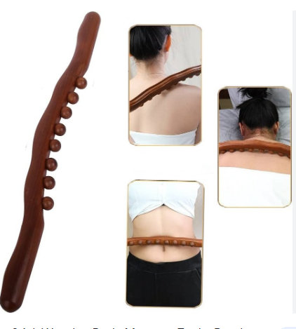  Gua Sha Stick Wooden Body Massage Tool 8 Beads Handheld  NEW