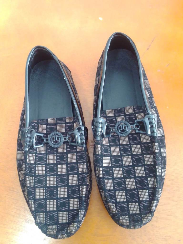 Men's Loafers - Black and Grey Checkered, Good Condition