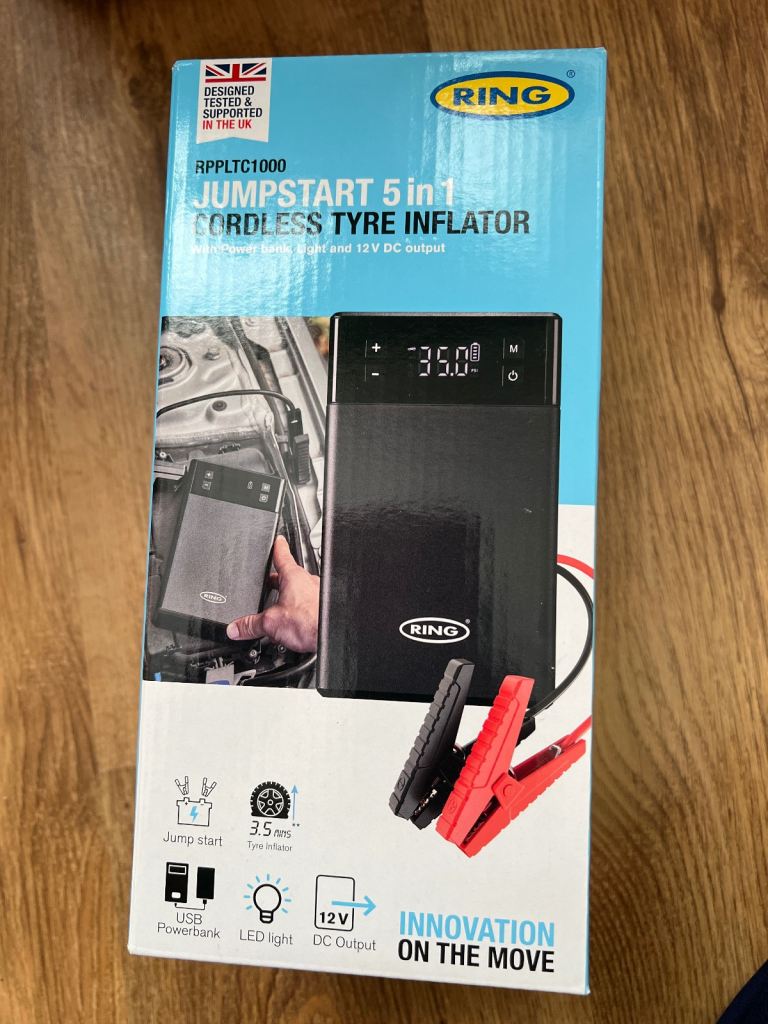 RING Jumpstart 5 in 1 Cordless Tyre Inflator&jump starter Brand NEW