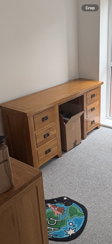 Solid Oak Wood Double Pedestal Desk with Drawers