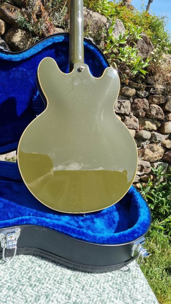 Epiphone Shinichi Ubukata ES-355 Semi-Acoustic Electric Guitar - Olive Green, Gibson p'up