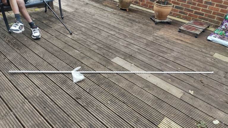 8 foot white curtain track that screws into ceiling with hooks 
