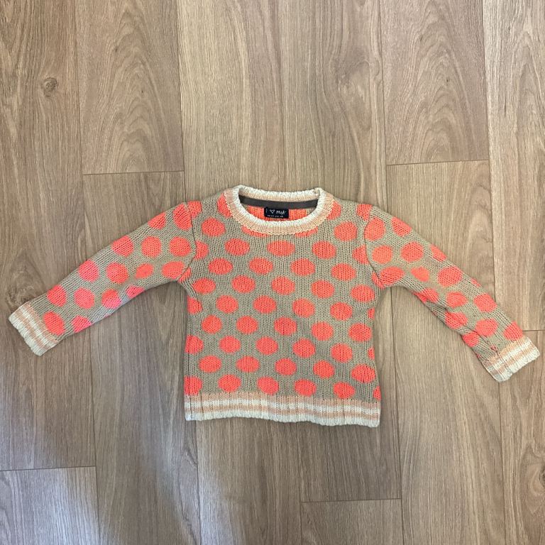 Girls NEXT pink polkadot knitted jumper - 3/4 yrs