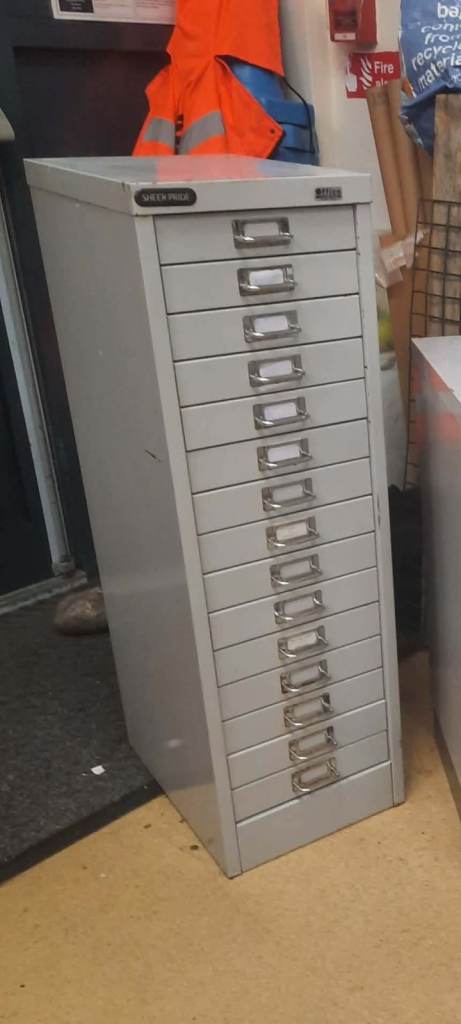 Bisley Style Vintage 15 Drawer Filing Cabinet Unit