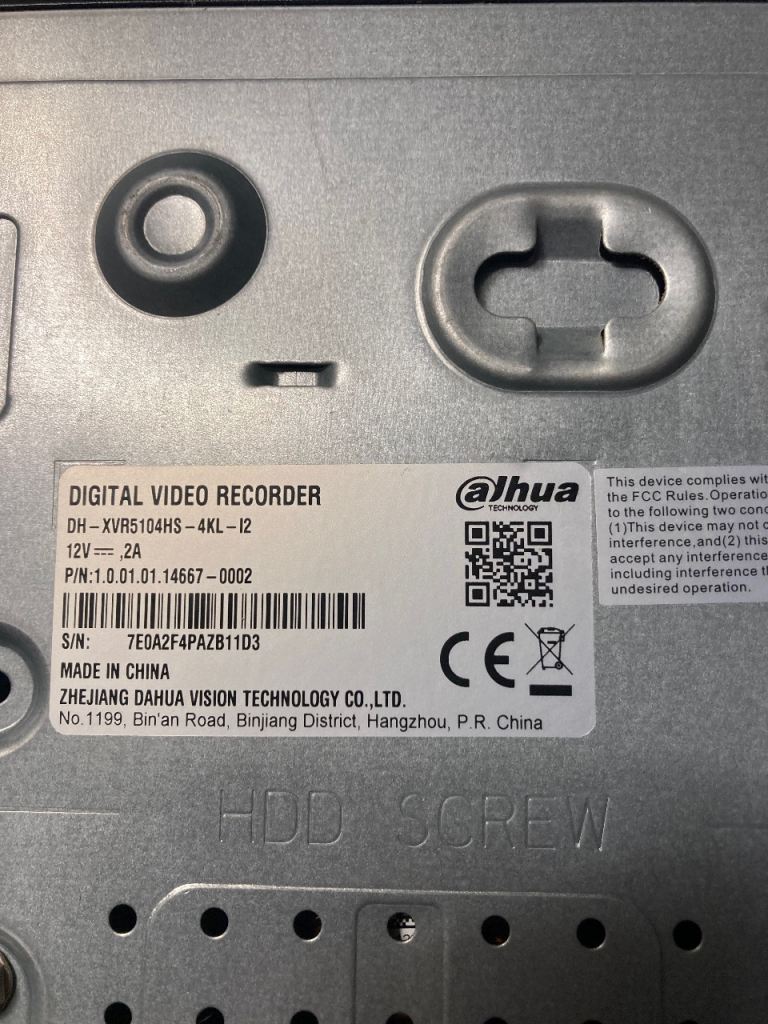 DH - XVR5104HS - 4KL- 12.          Aloha digital video recorder
