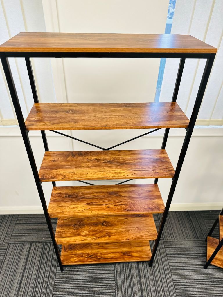 180cm Bookcase Wood Bookshelf 5 Tier Industrial Storage Display Shelving Unit