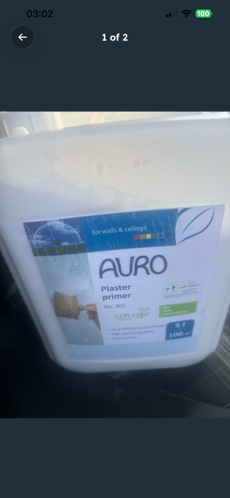 AURO Plaster Primer & Grip Coat – New, 5L Each