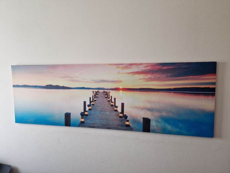 Lake at Sunset - wooden pier leading to tranquil water Battery operated LED Light-Up 
