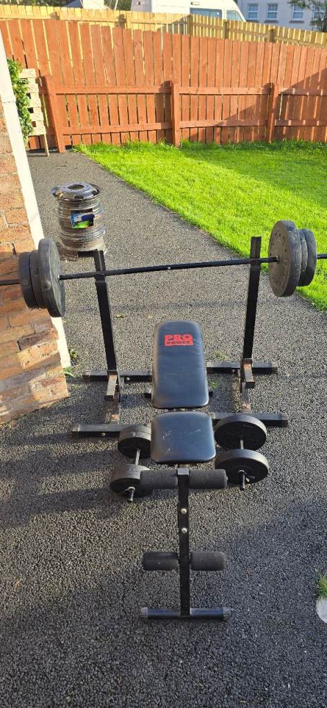 Complete Home Gym Setup – Pro Weight Bench, Squat Stands & 60kg Vinyl Weight Set