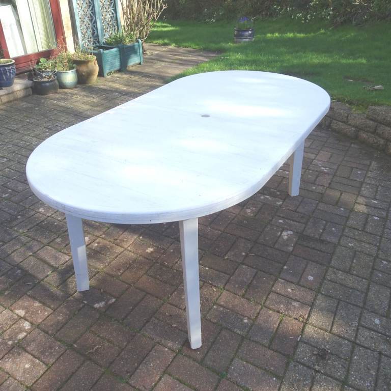 White Plastic Garden Table