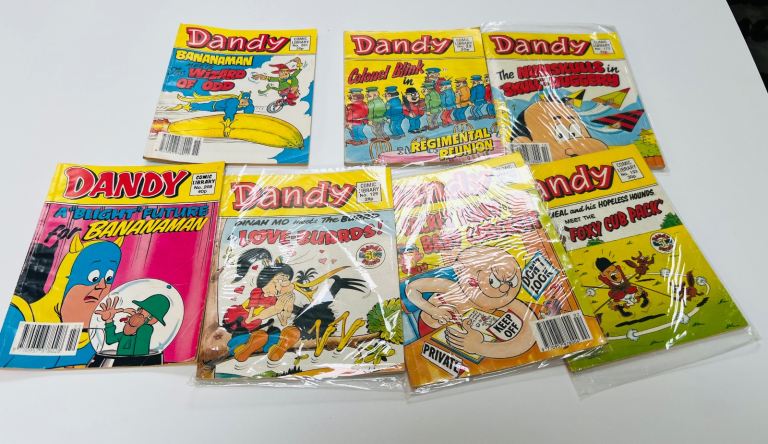 Vintage Dandy Comic Book Library x7 Banana man Baby Crockett