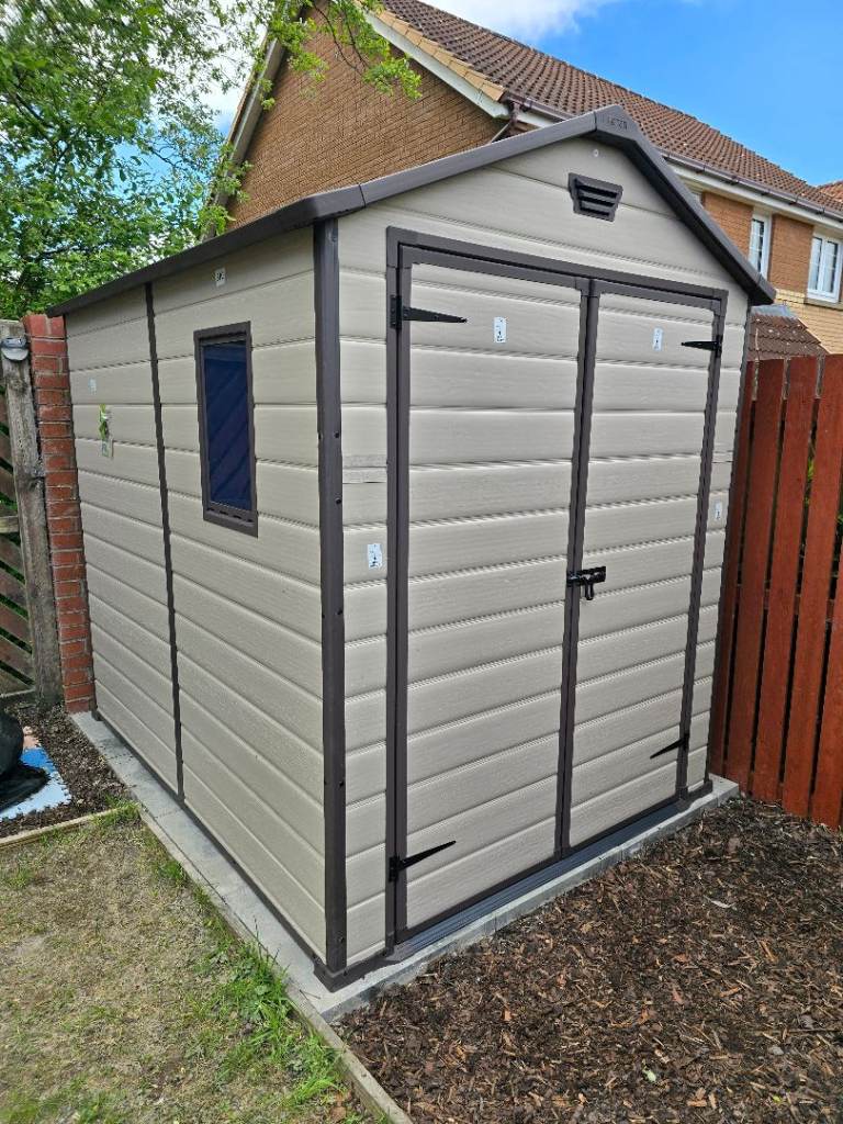 Ex-Display Keter Manor Outdoor Garden Storage Shed, 6 x 8 ft – Beige Free Assembly & Delivery