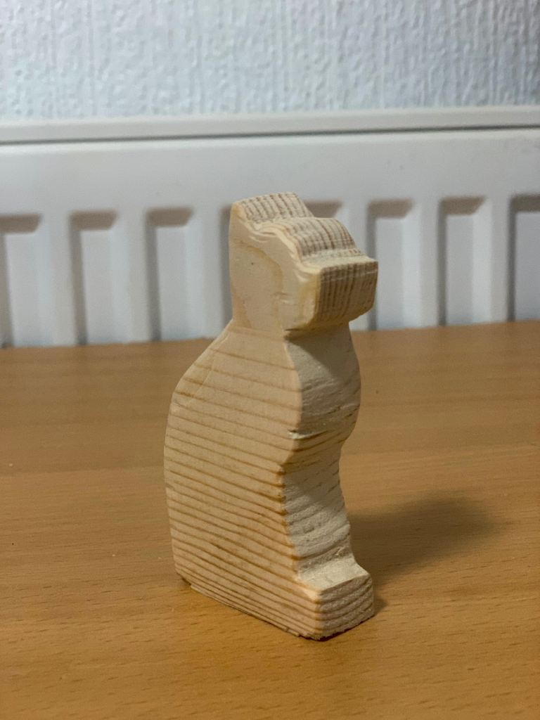 Handmade wooden cat decoration 