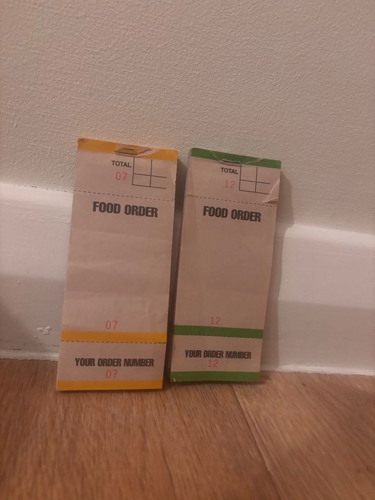 Set of 2 Restaurant Food Order Ticket Pads with tear-off customer order number slips