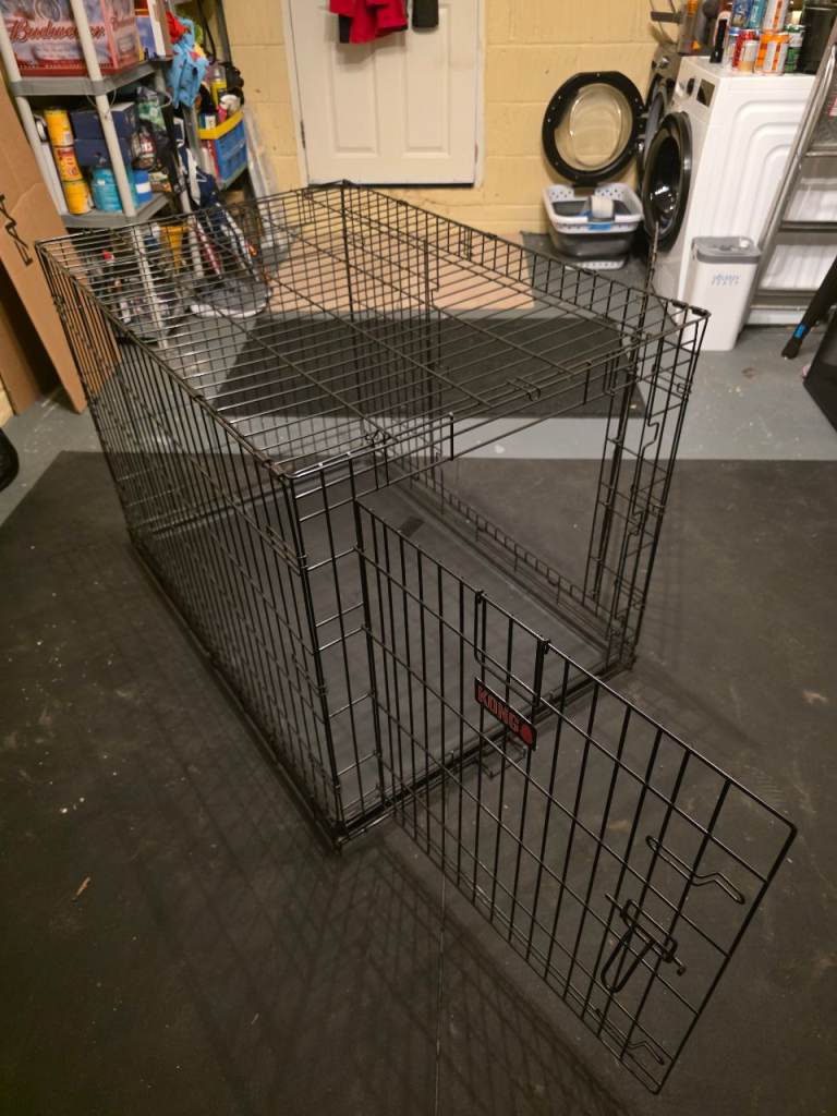 Black folding dog crate - Large