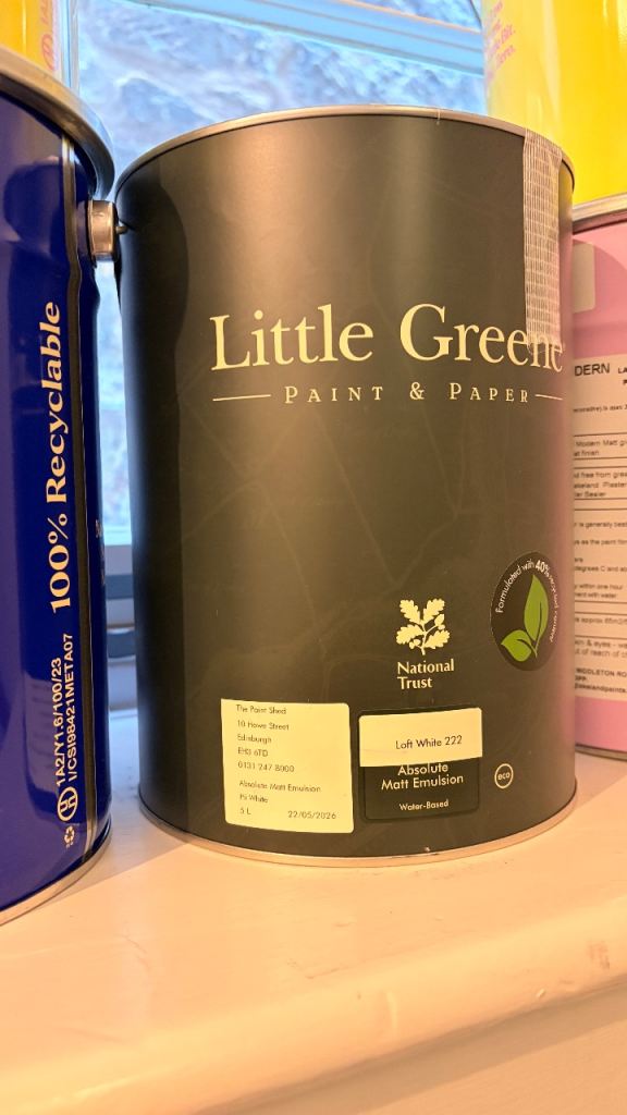 Little Greene Loft White 222 Absolute Matt Emulsion, 5L, Premium Paint
